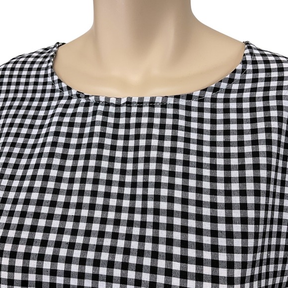 Zanzea Dress Womens XL Black White Gingham Check Short Sleeve Maxi Long NWT - Picture 3 of 10